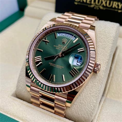 day date green dial rolex|rolex day date 40mm price.